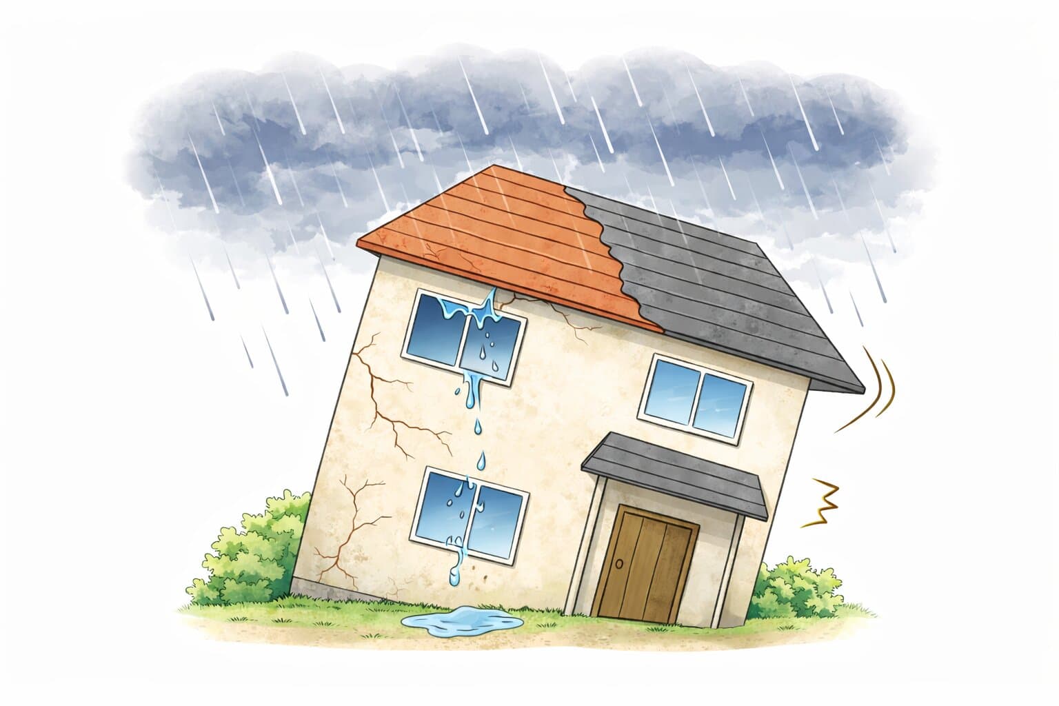 雨漏りや建物の傾きがある物件